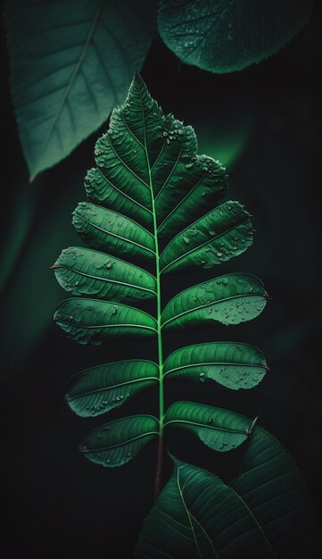 Una foglia verde con sopra la parola felce