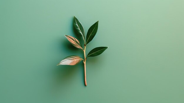 Una foglia verde su sfondo verde