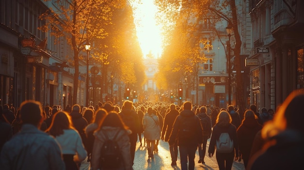 Una folla di persone che cammina su una strada di Londra