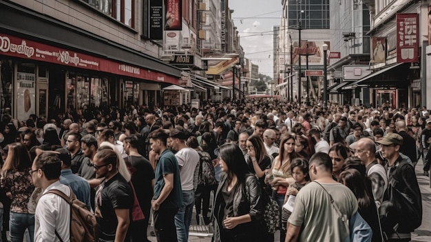 Una folla di persone si è radunata davanti a un negozio chiamato la città di Melbourne.