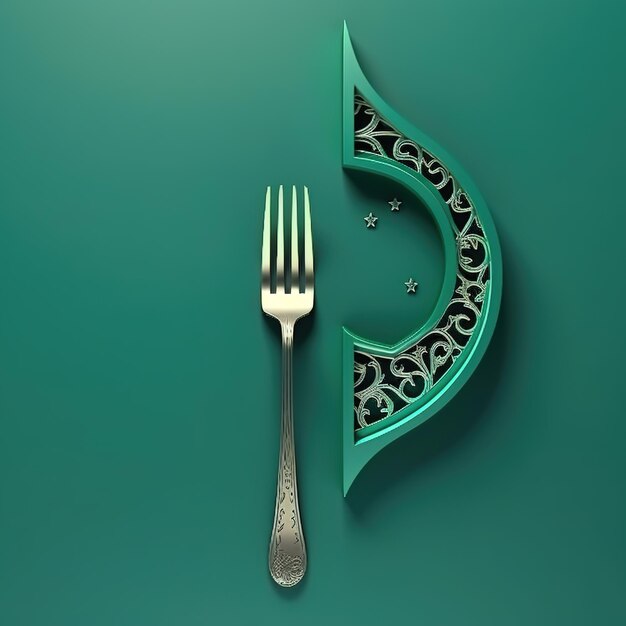 Una forchetta e una forchetta a forma di mezzaluna sono accanto a una forchetta.