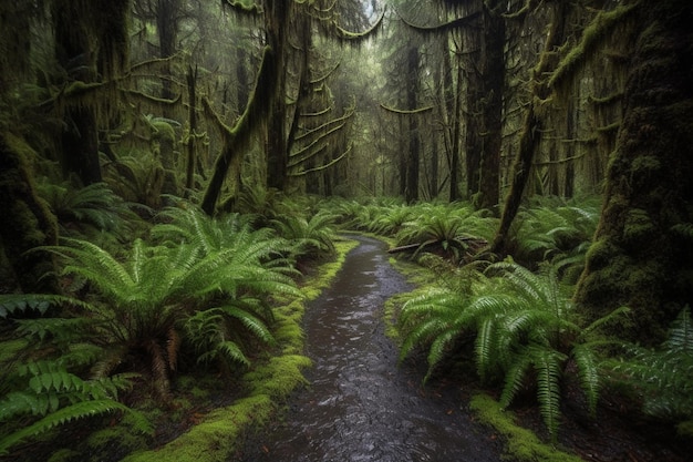 Una foresta attraversata da un ruscello