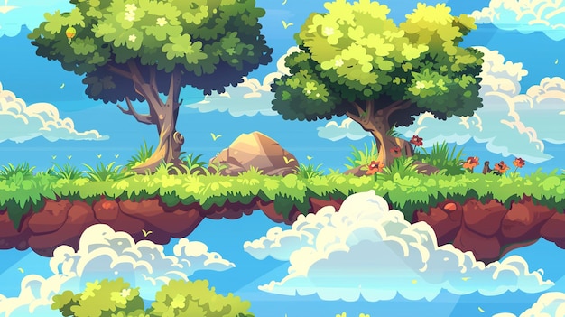 una foresta con alberi e nuvole sul muro