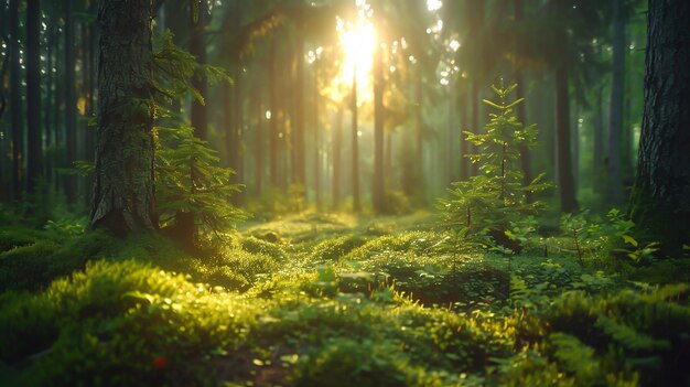 Una foresta solitaria intatta dall'uomo