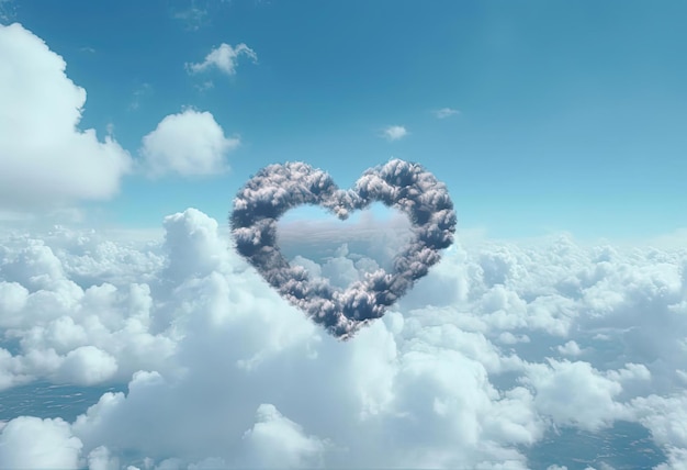 una forma di cuore fatta da nuvole è nel cielo