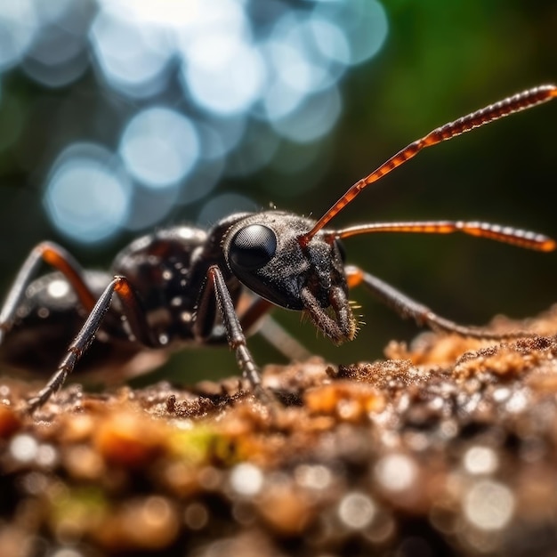 Una formica nera in natura catturata da vicino IA generativa
