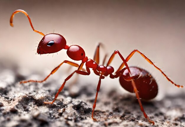 una formica rossa con un occhio nero e un occhio nera