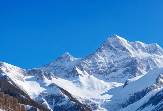 Una foto ad alta angolazione di una bellissima catena montuosa coperta di neve sotto il cielo nuvoloso