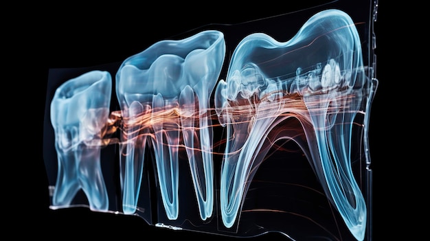 Una foto che cattura i dettagli dell'elaborazione dell'immagine radiografica dentale