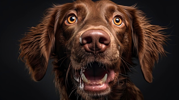 Una foto che cattura l'espressione iper dettagliata del viso di un cane mentre si impegnano