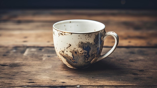 Una foto che mostra le texture e i modelli delle macchie di caffè su una tazza
