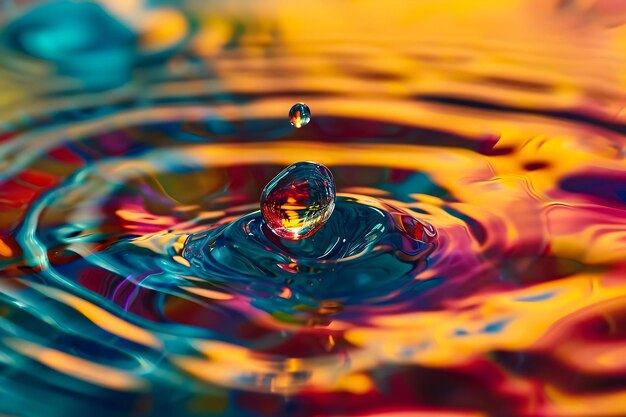 una foto colorata di una goccia d'acqua