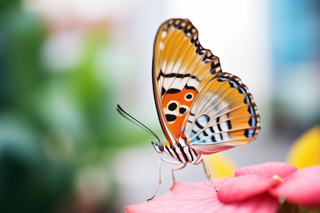 Una foto da vicino di una farfalla vibrante su un fiore