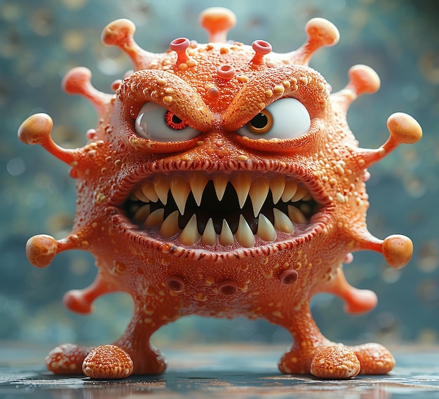 una foto del disegno del mostro virus