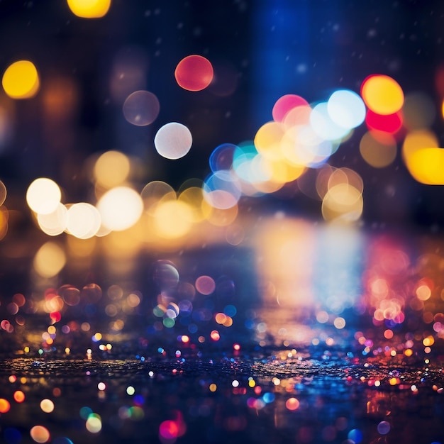 una foto del fondo defocused del bokeh della luce notturna urbana astratta