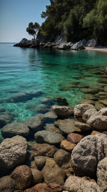 Una foto dell'acqua e delle rocce nell'acqua