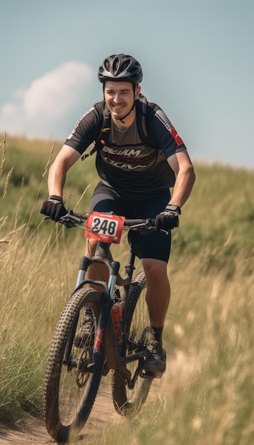 Una foto dell'atleta in sella a una bicicletta IA generativa