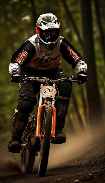 Una foto dell'atleta in sella a una bicicletta IA generativa