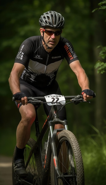 Una foto dell'atleta in sella a una bicicletta IA generativa