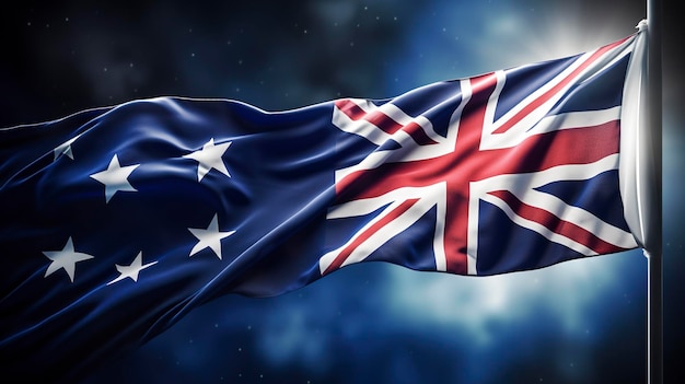 Una foto della bandiera neozelandese a tutta lunghezza