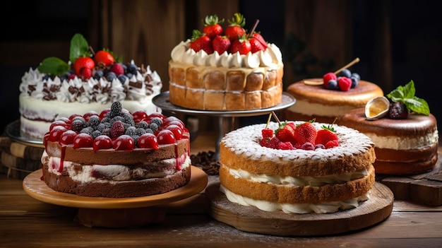 Una foto dettagli di alta qualità Assortimento di torte appena sfornate