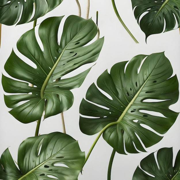 Una foto di alta qualità di una foglia di monstera verde vibrante con vene intricate.