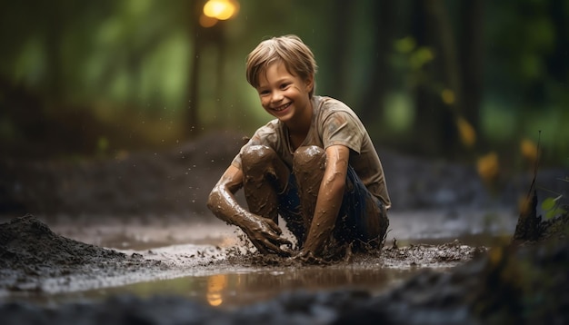 Una foto di bambini che giocano con il fango