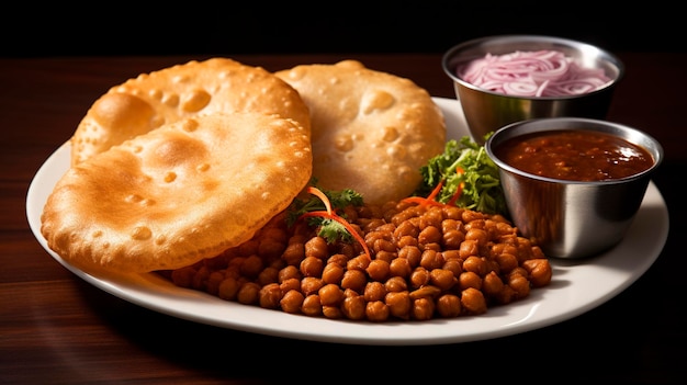 Una foto di dettagli di alta qualità Autentica Chole Bhature