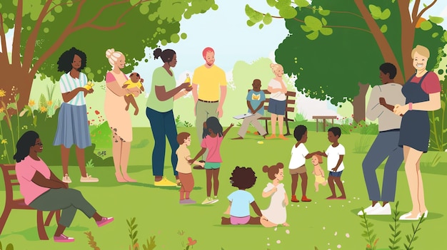 una foto di famiglia di una famiglia in un parco