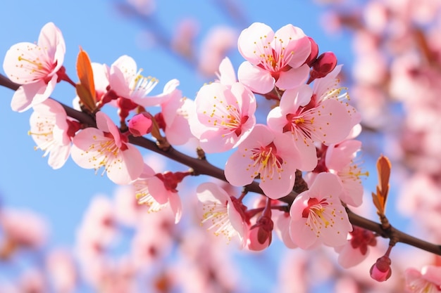 Una foto di fiori di ciliegio con la danza dei petali