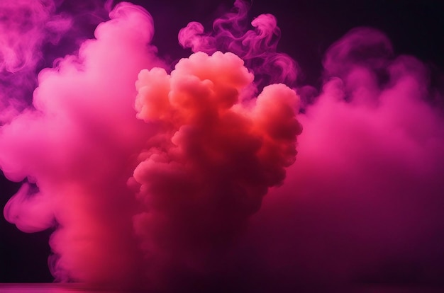 Una foto di fumo rosa e rosso