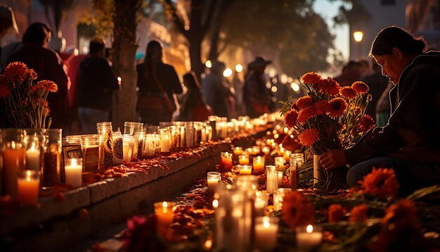 Una foto di Mexico Cutz al Dias de Los Muertos di notte