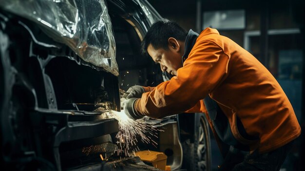 Una foto di riparazione e manutenzione di un finestrino elettrico per auto