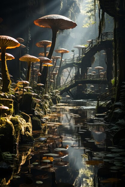 Una foto di stock di una foresta pluviale tropicale nascosta