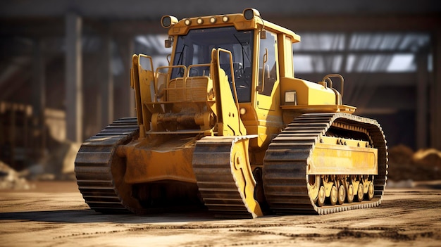Una foto di un bulldozer in un progetto di costruzione