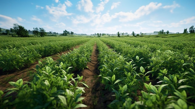 Una foto di un campo di agricoltura rigenerativa con colture di copertura