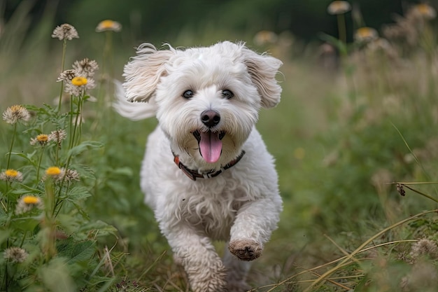 Una foto di un cane gioioso