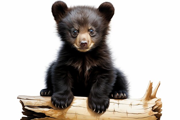 una foto di un cucciolo d'orso su un tronco