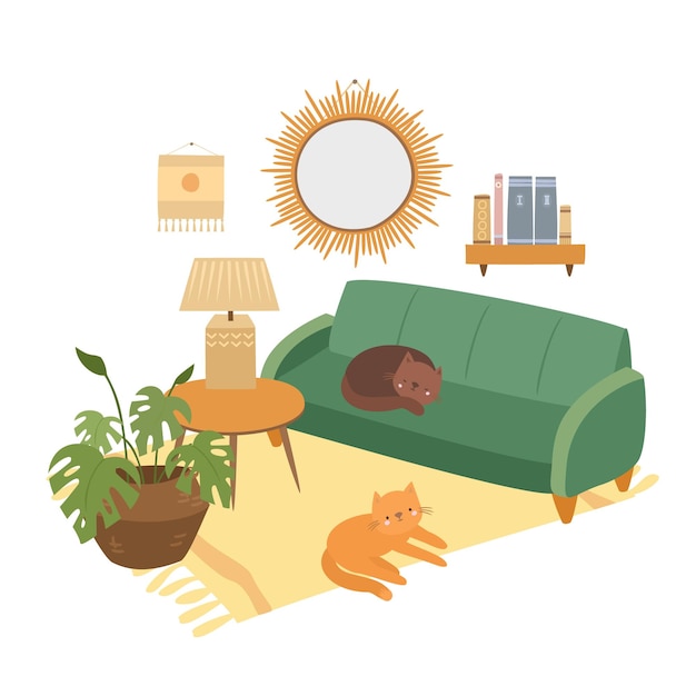 una foto di un divano verde con un gatto che dorme su di esso
