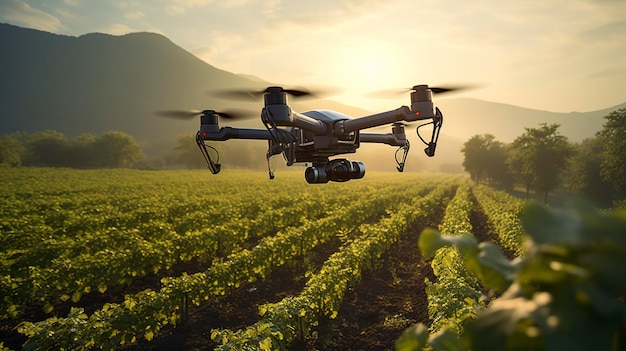 Una foto di un drone autonomo di monitoraggio dell'agricoltura