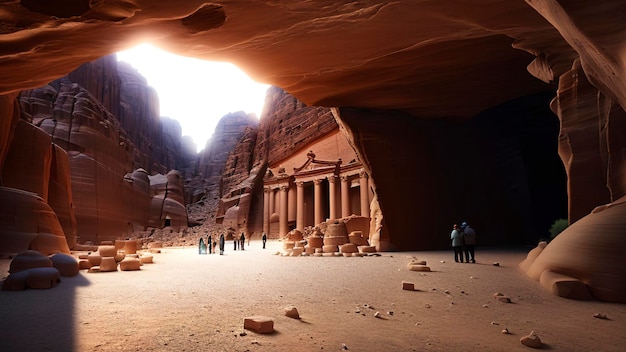 Una foto di un edificio in una grotta con la parola petra sul fondo.