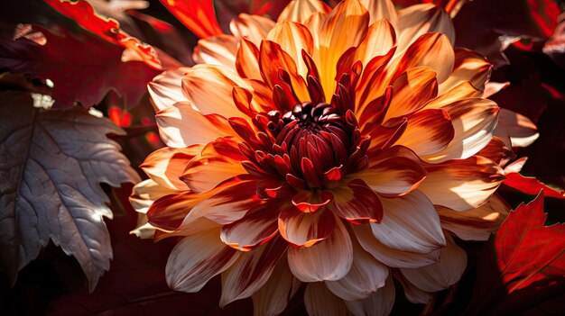 Una foto di un fiore con ombre intricate macchiate di luce solare