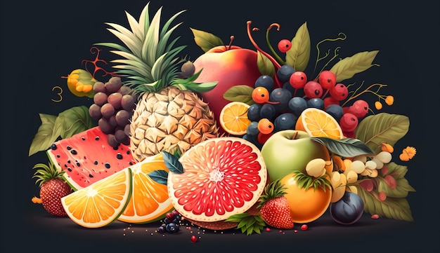 Una foto di un frutto e bacche