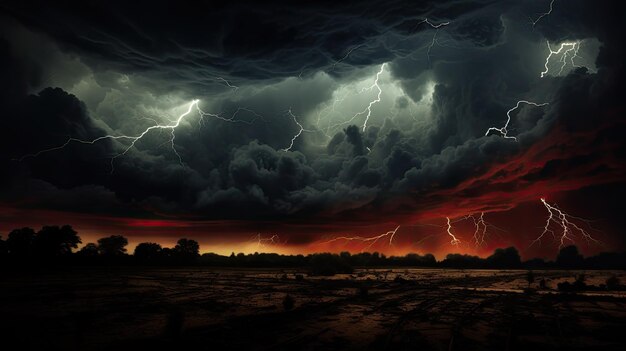 Una foto di un fulmine nel cielo tempestoso