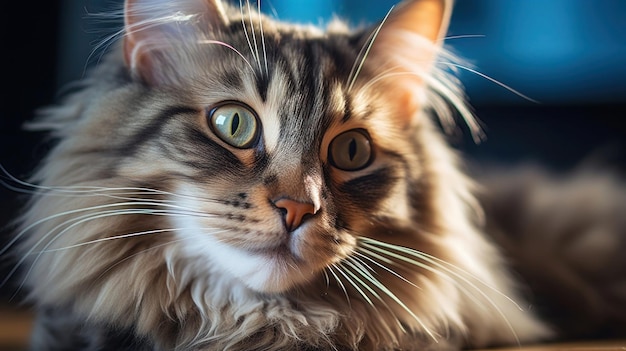 Una foto di un gatto con un'espressione divertente