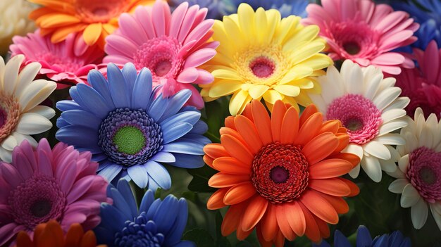 Una foto di un giardino di margherite gerbera in fiore