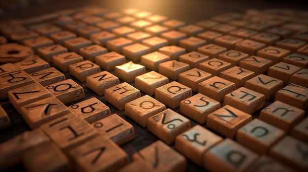 Una foto di un gioco di parole interattivo con tessere di lettere
