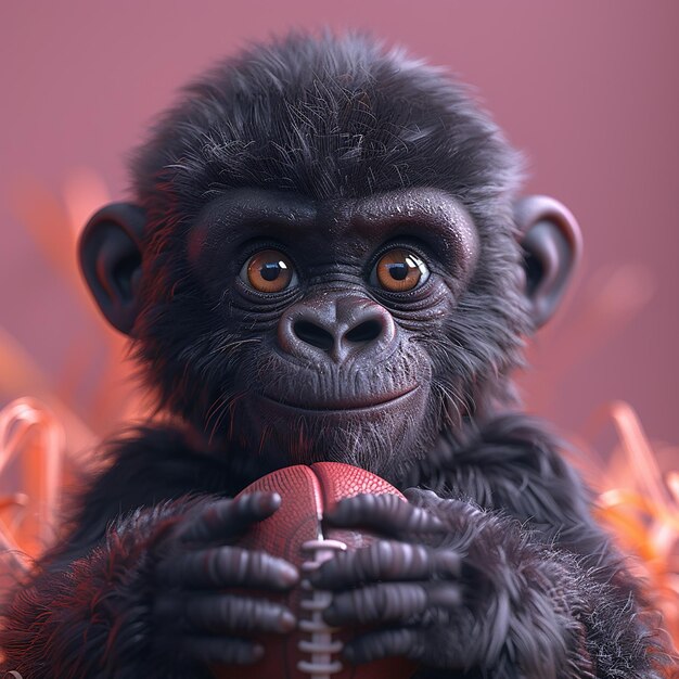 una foto di un gorilla disegnato come un personaggio di cartone animato
