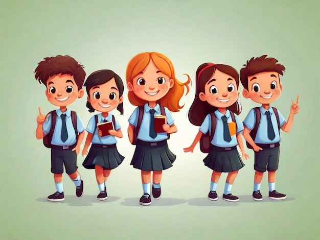 una foto di un gruppo di bambini scolastici con le braccia incrociate