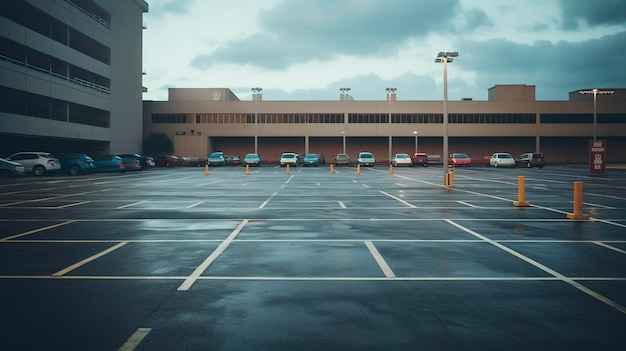 Una foto di un parcheggio dell'ospedale senza auto